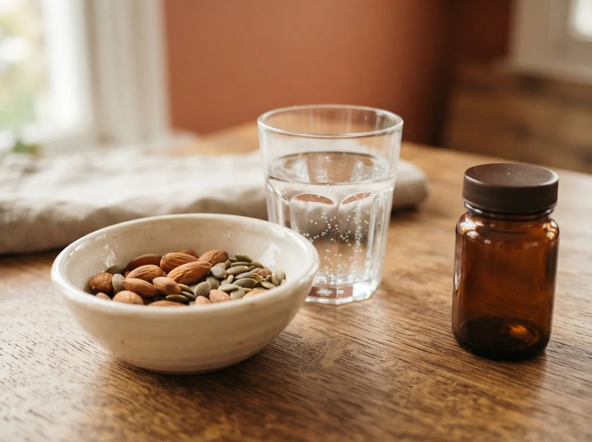 Magnesium och zink från naturliga källor - nötter, frön och gröna blad